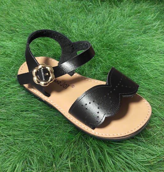 Girls Leather Sandals- Black