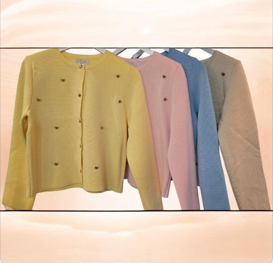 Womens Cardigan With Gold Hearts.