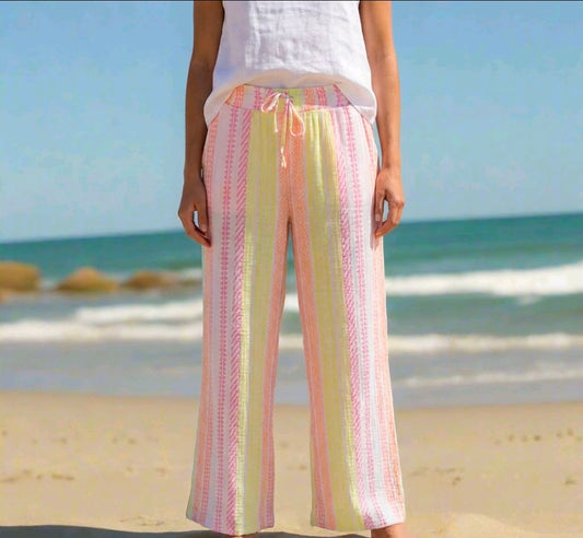 Women's Wide Leg Multicoloured Neon Trousers- One Size