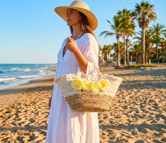 Women's Raffa Beach Bag With Flowers