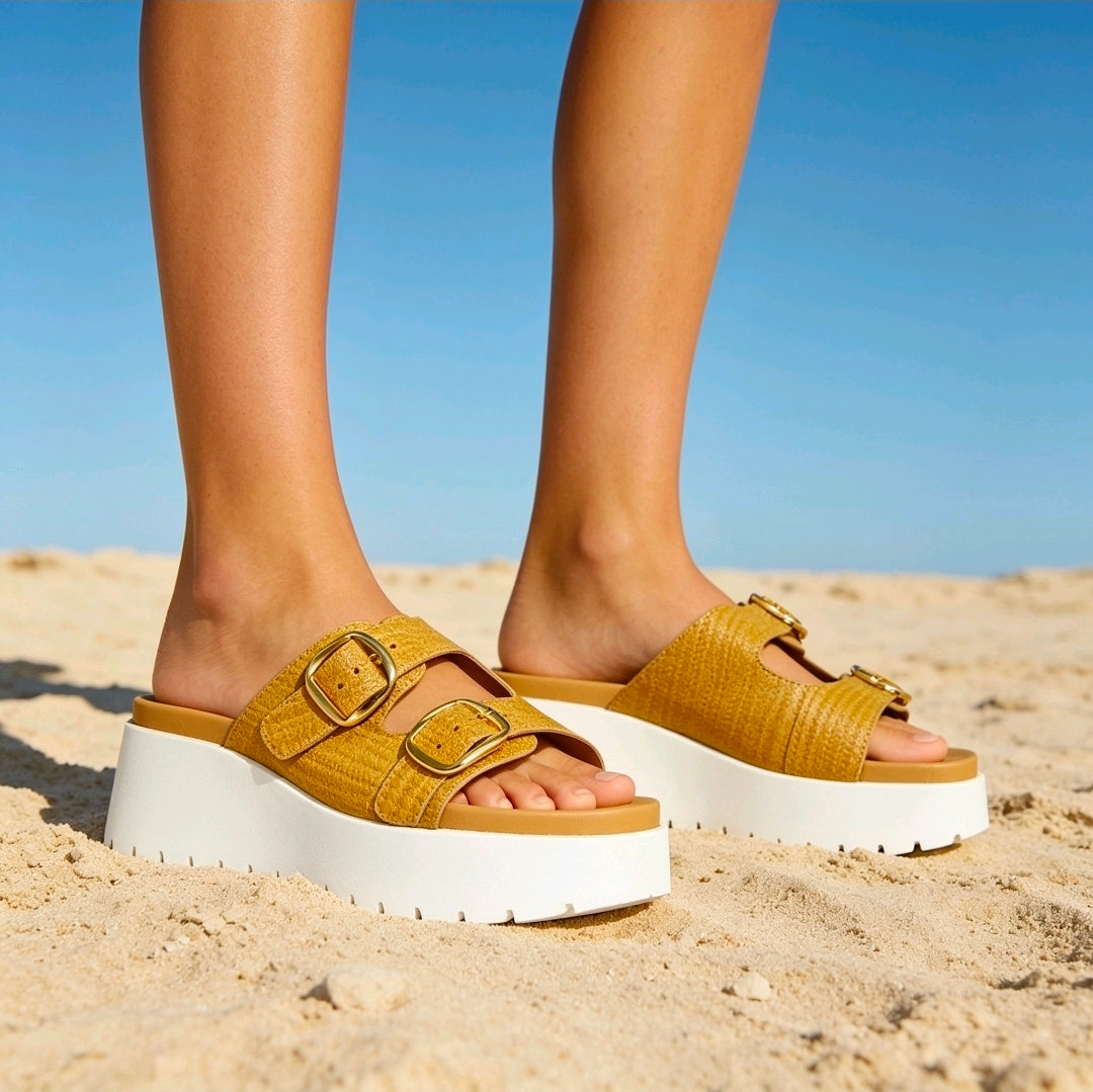 Women’s Chunky Adjustable Double Buckle Slider Sandal