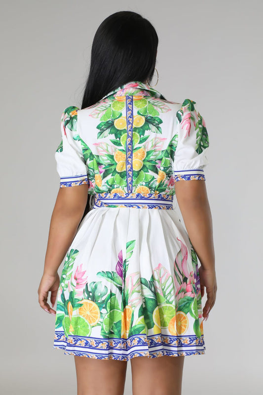 Women's Tropical Brunches Dress With Fruits