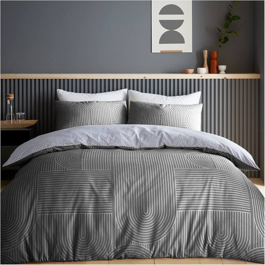 Arches Gray Reversible Double Bedding Set