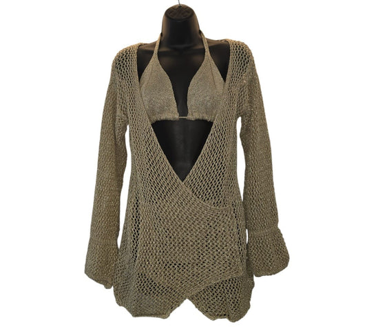Women's Gold Knitted Swimwear With Gold Knitted Cover Up