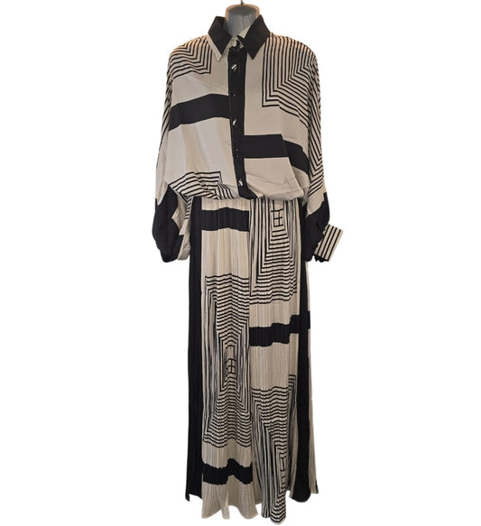 Women's Black And White Silk Trouser Outfit