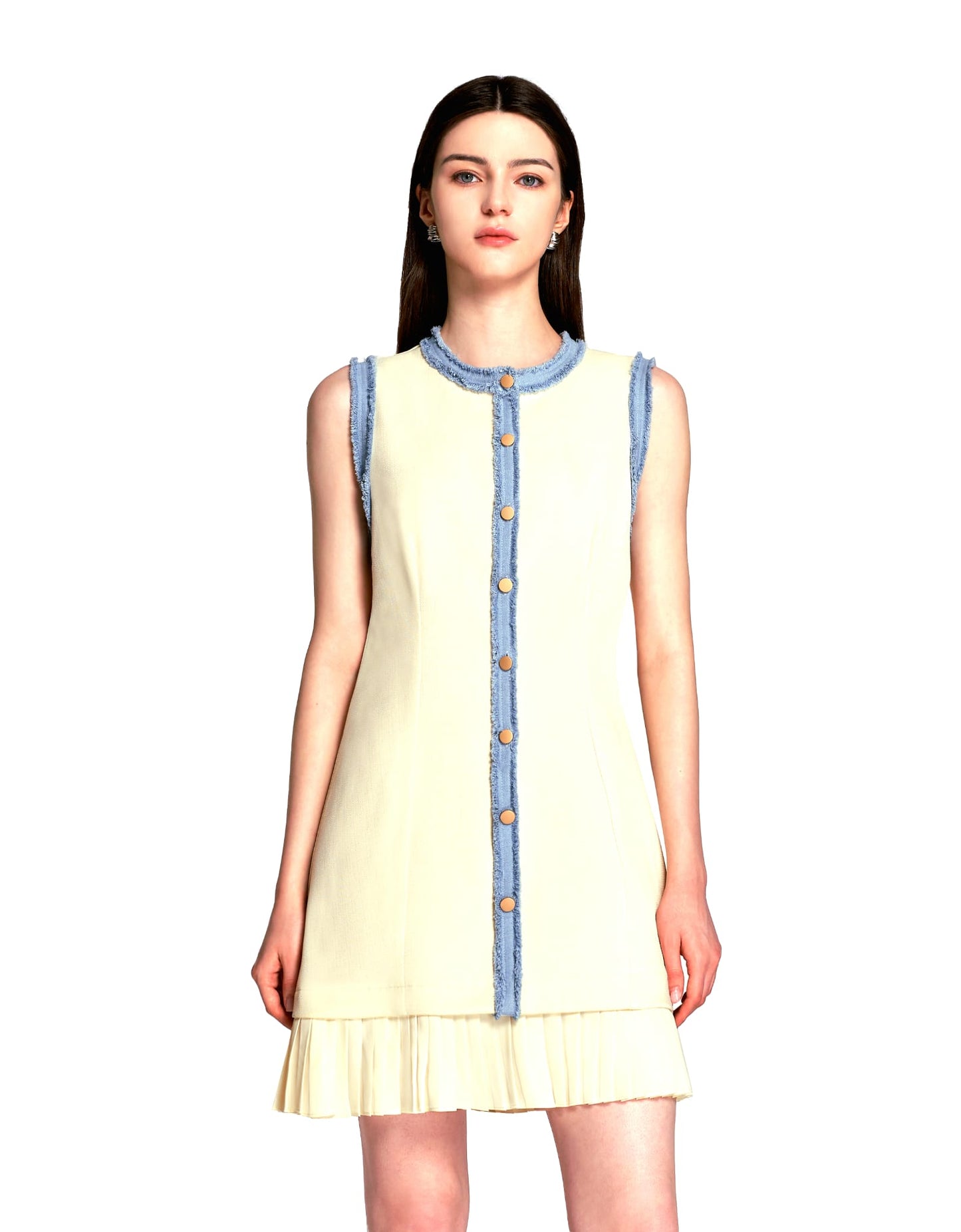 Women's Vest Dress With Denim Pipping