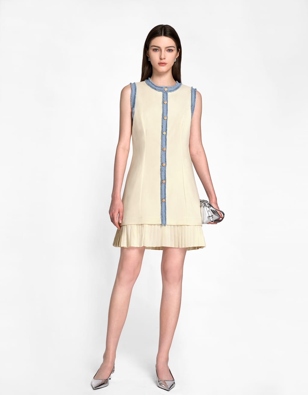 Women's Vest Dress With Denim Pipping