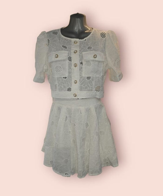 Women's Broderie Anglaise Two Piece Top And Shorts