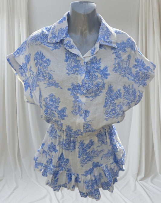 Women's Cotton Detailed Shorts/Skirt Playsuit