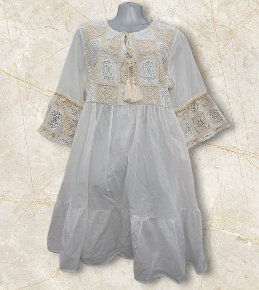 Women's Boho Linen Dress With Sea Shells
