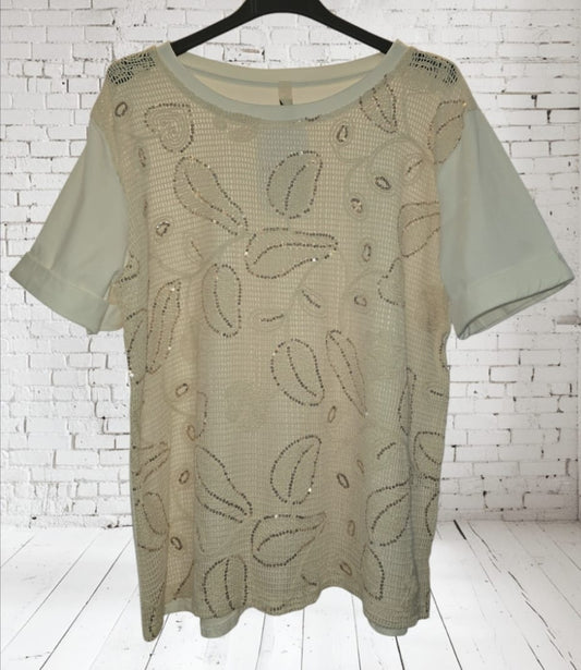 Women's Crochet And Cotton Short Sleeve T-Shirt