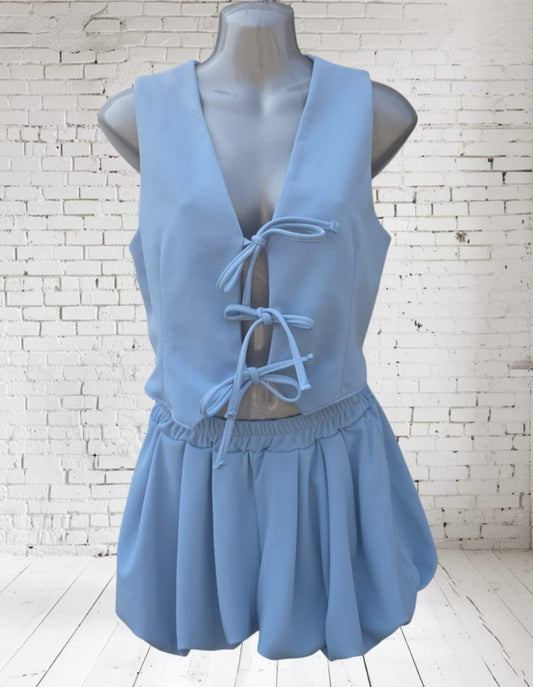 Women Top And Puff Shorts Two Peice