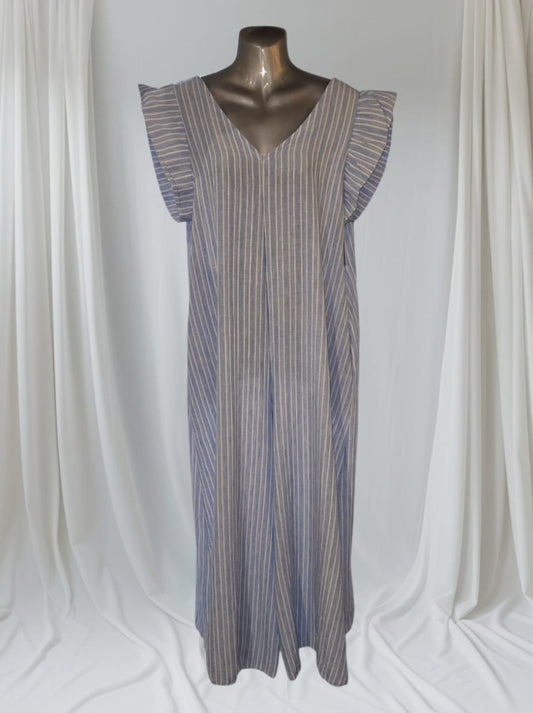 Women's Stripe Over-size Jumpsuit With Tie Back.