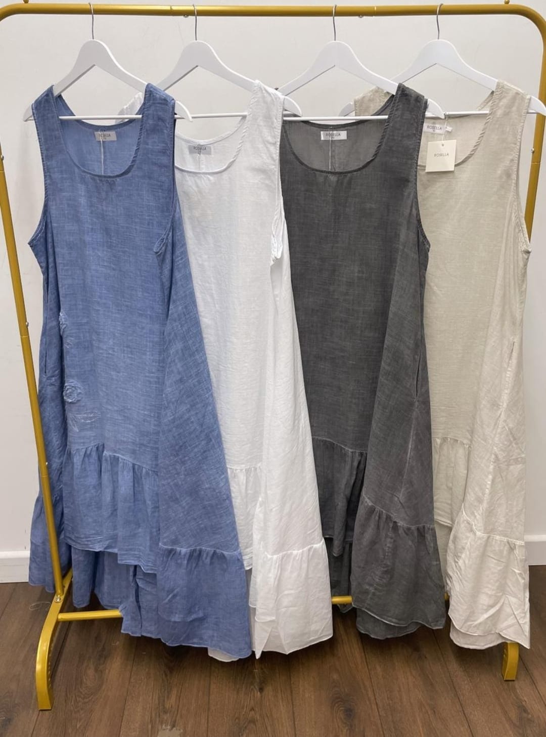 Women's Linen Oversize Dress With Flower Detail.
