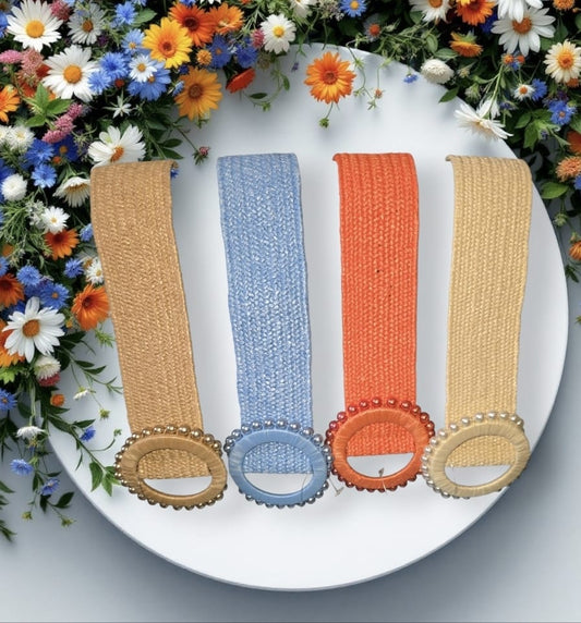 Women's Stretchy Belt With Pearls On Buckles