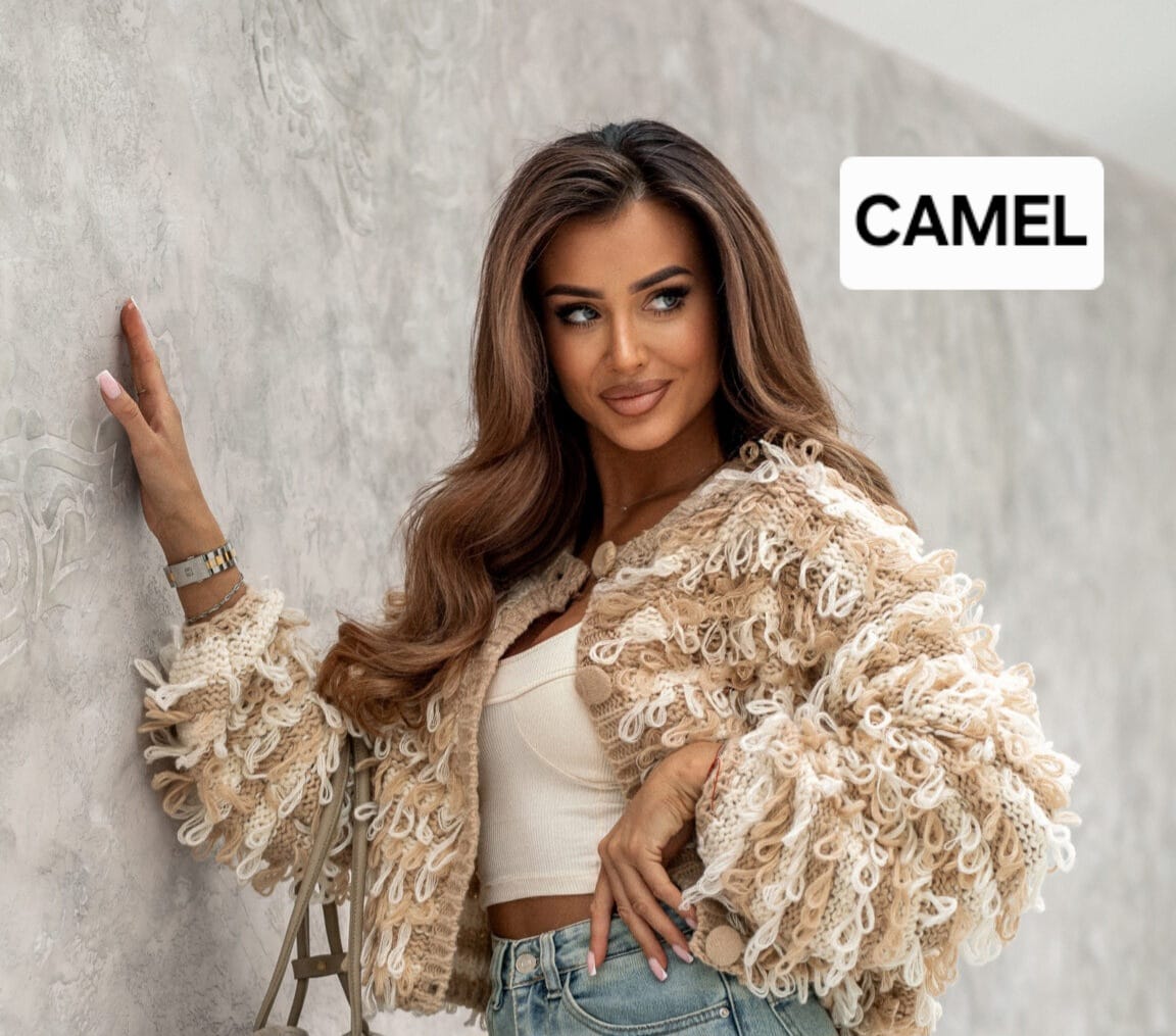 Women's Loopy Mohair Cardigan- Coff, Camel, Brown