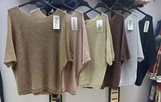Women's Glitter Knit Jumper With Bow Back.