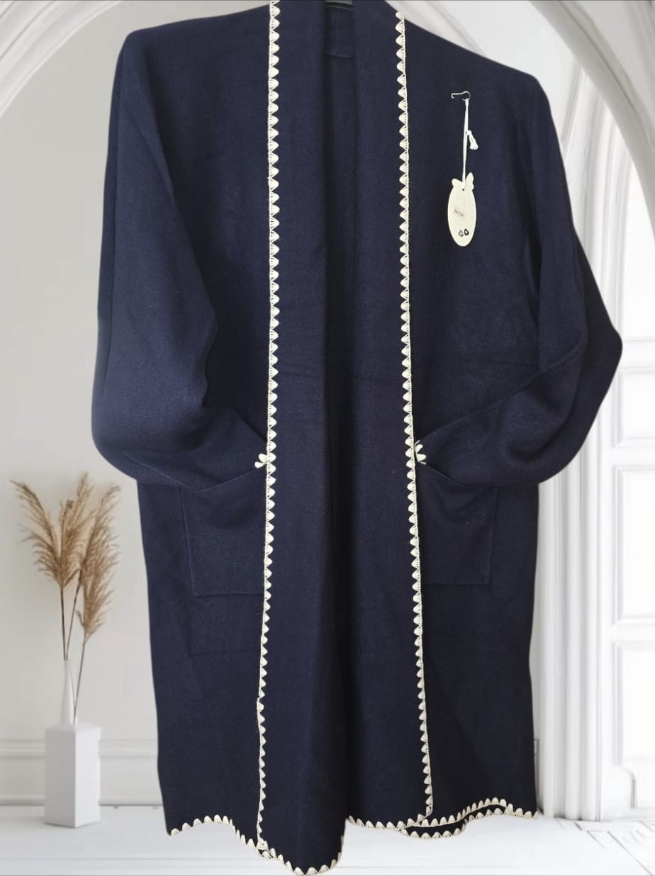 Women's Cardigan With Detail Stitching Round Edge