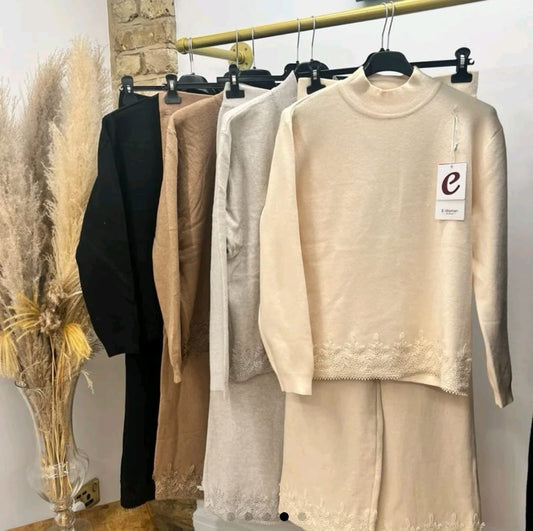 Women's Lounge Wear Suit With Crochet Detailing