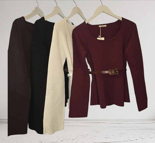 Women's Peplum Top With Belt