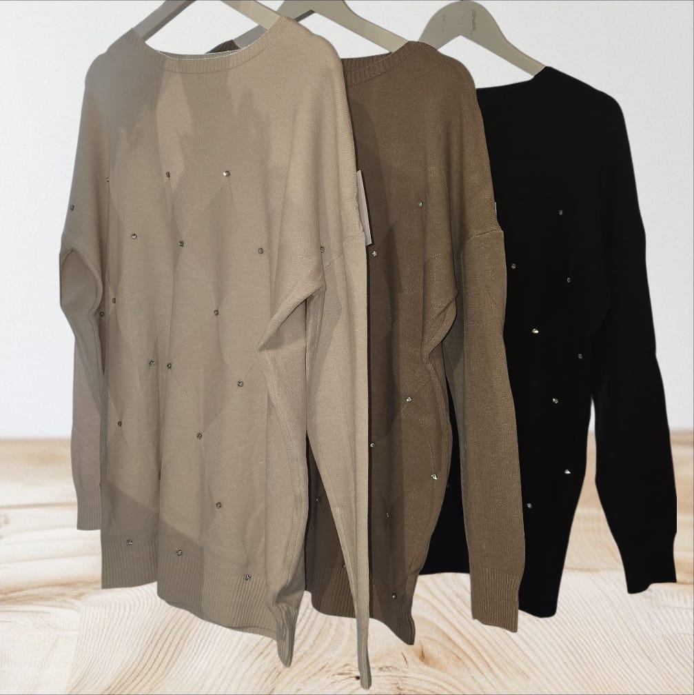 Women's Soft Jumper With Crystals