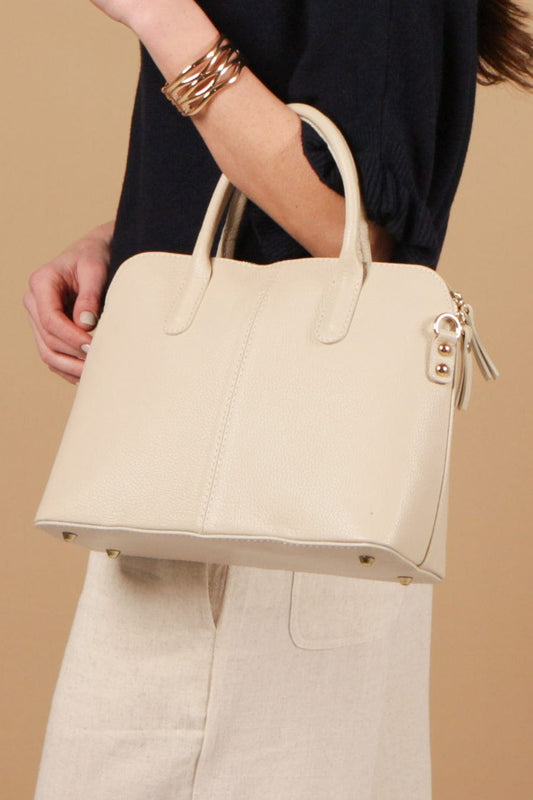 Women's Real Leather Italian Bowling Handbag