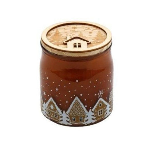 Christmas Gingerbread House Candle Pot 9.5x10Cm