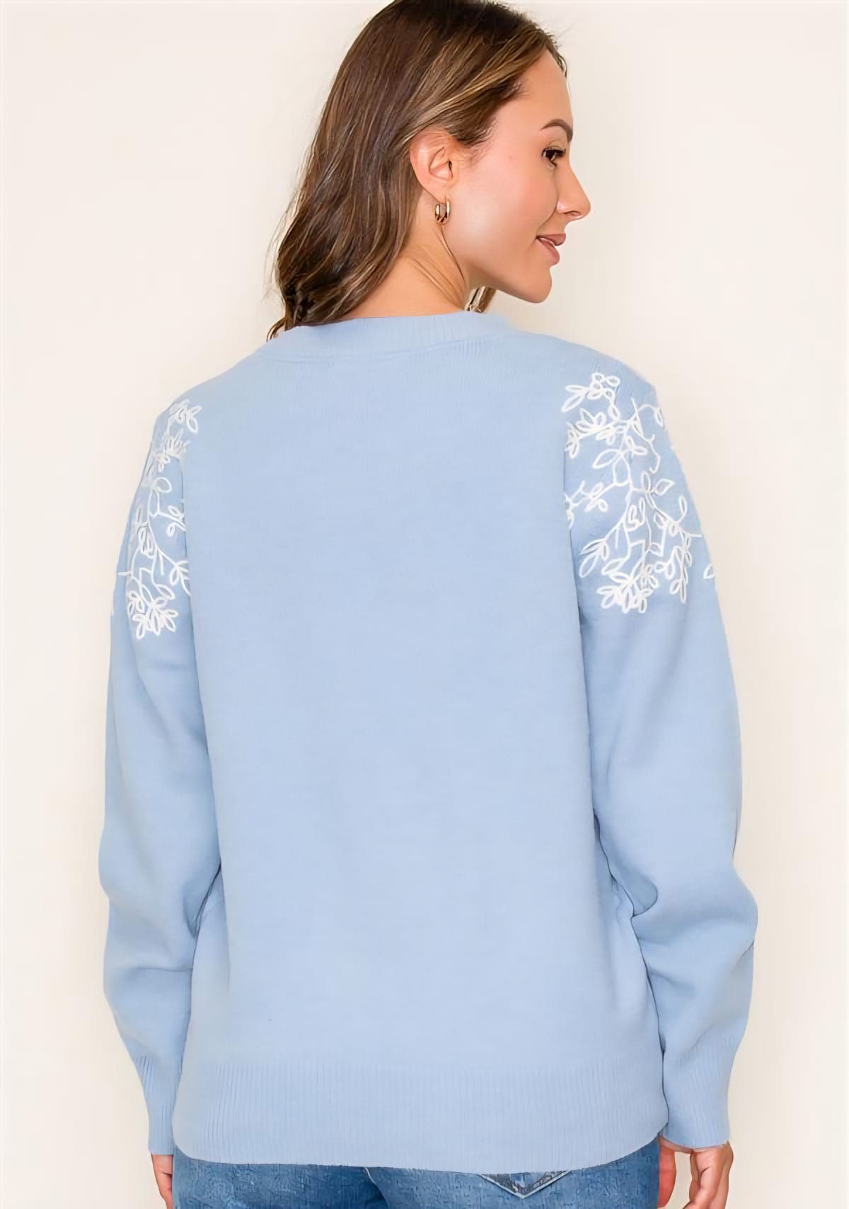 Women's Sky Blue Jump With White Embroidery