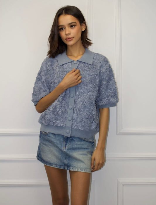 Women's Flower Lace Jumper With Chunky Button Detail