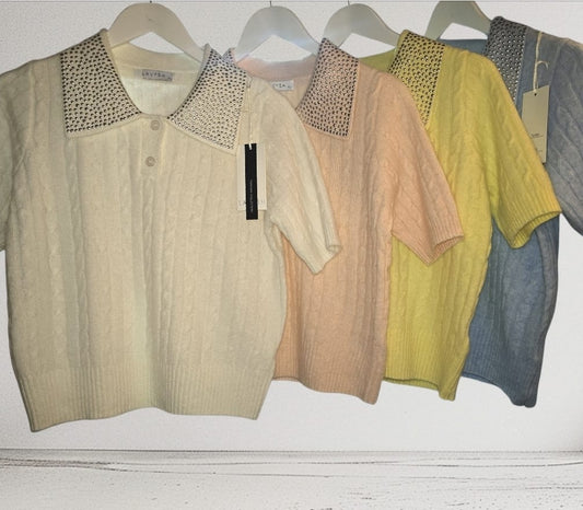 Women's Jumper With Studded Large Collar.