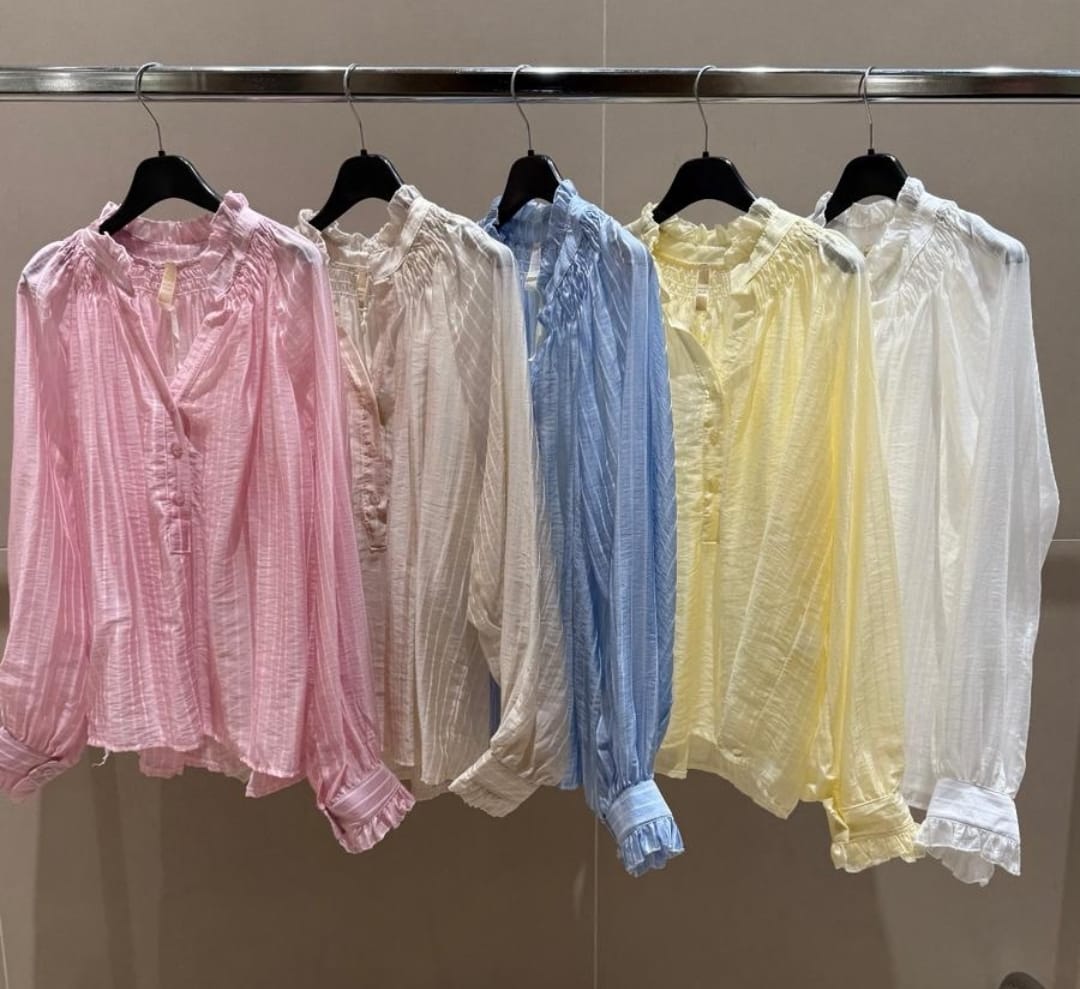 Women's Stripe Blouse With Frill Front