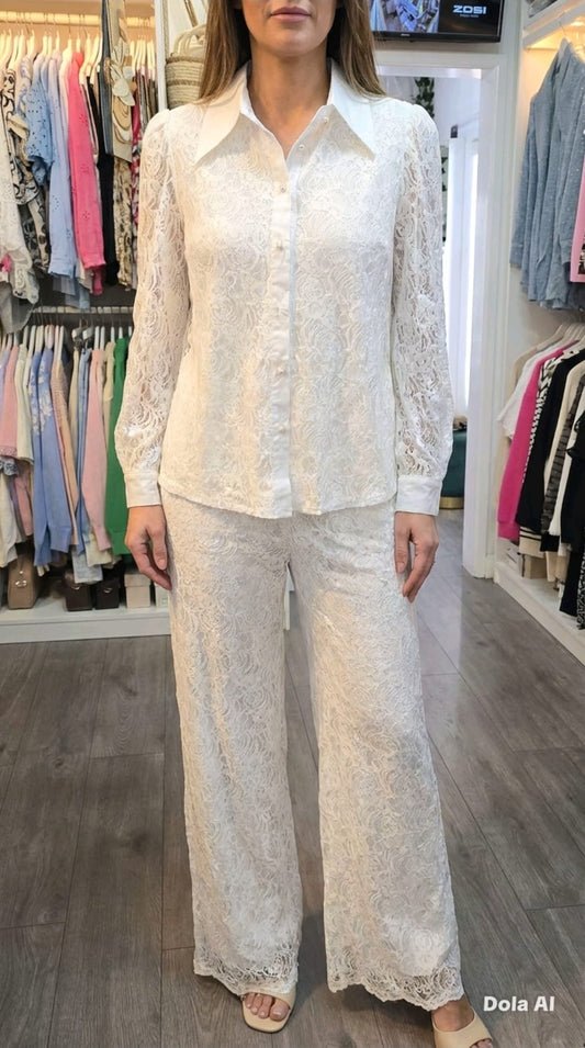 Women's Lace Trouser And Shirt Set