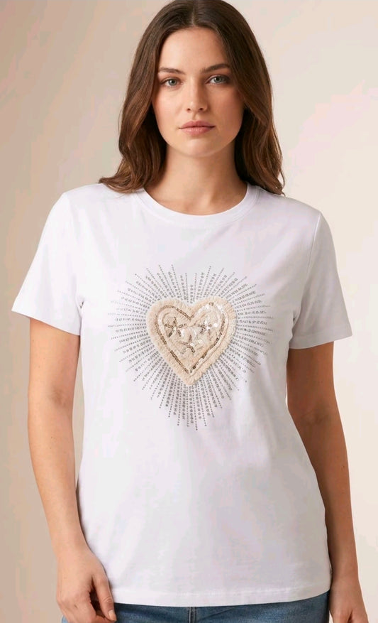 Women's Heart Detail With Crochet And Crystals