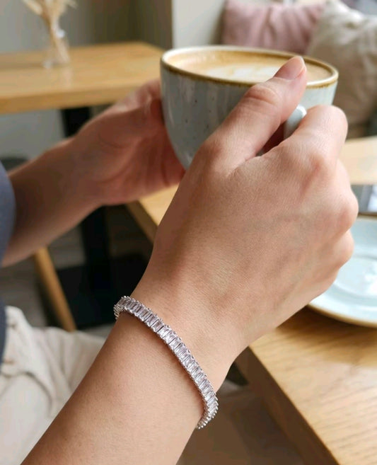 Women's Diamond Bracelet Large Rectangle Stone.