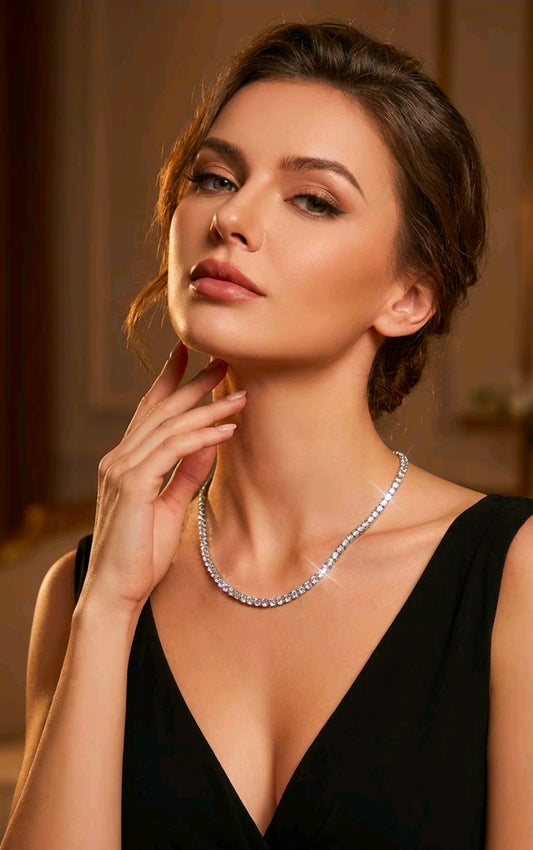 Women's Diamond Necklace Large Round Stone.