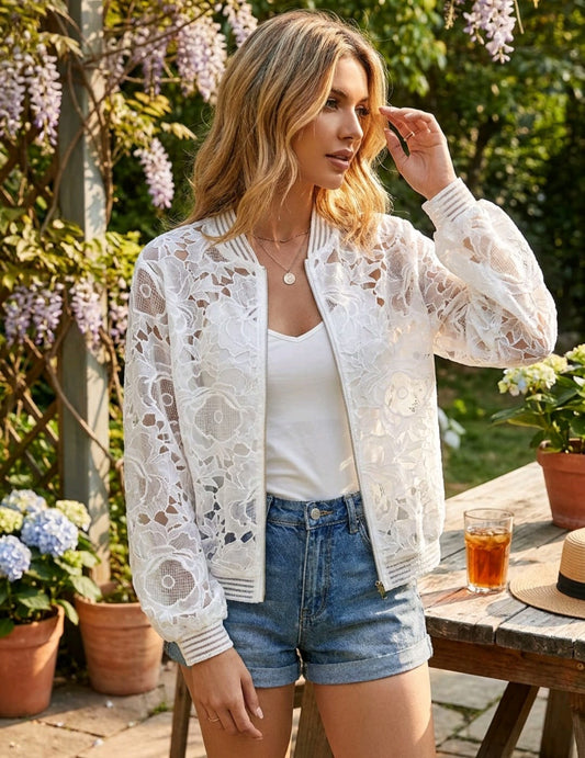 Women's White Lace Jacket