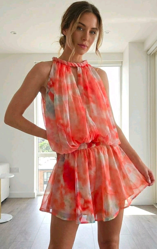 Women's Two-Piece Tie Die Shorts And Top
