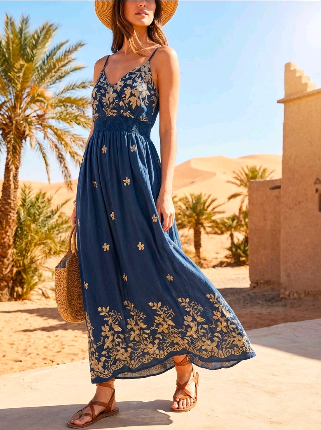 Women's Dani Embroidered Gold Dress One Size Uk 8-16