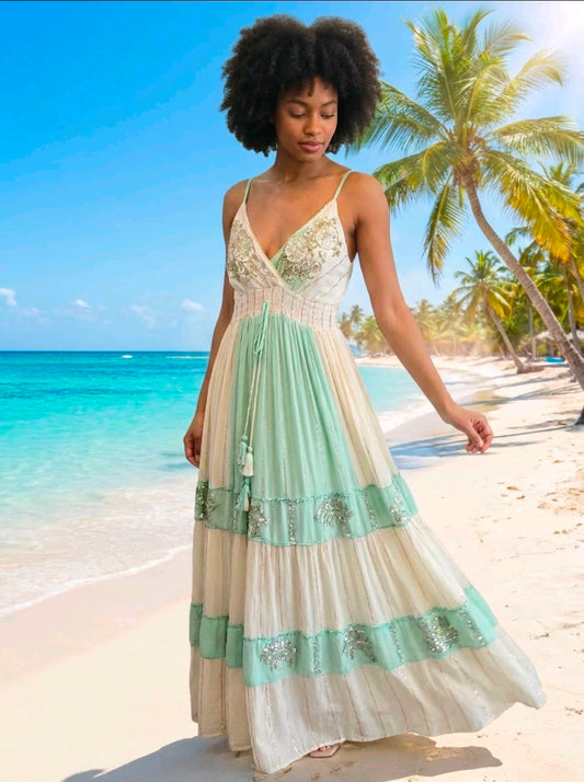 Women's Pixie Boho embroidered dress One Size Uk 6-18