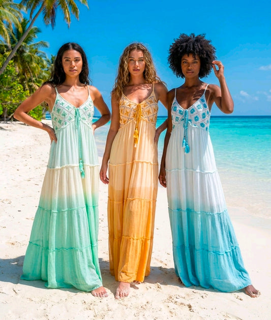 Women's Siha Boho Flower Design With Tie Die Dress One Size Uk 6-18