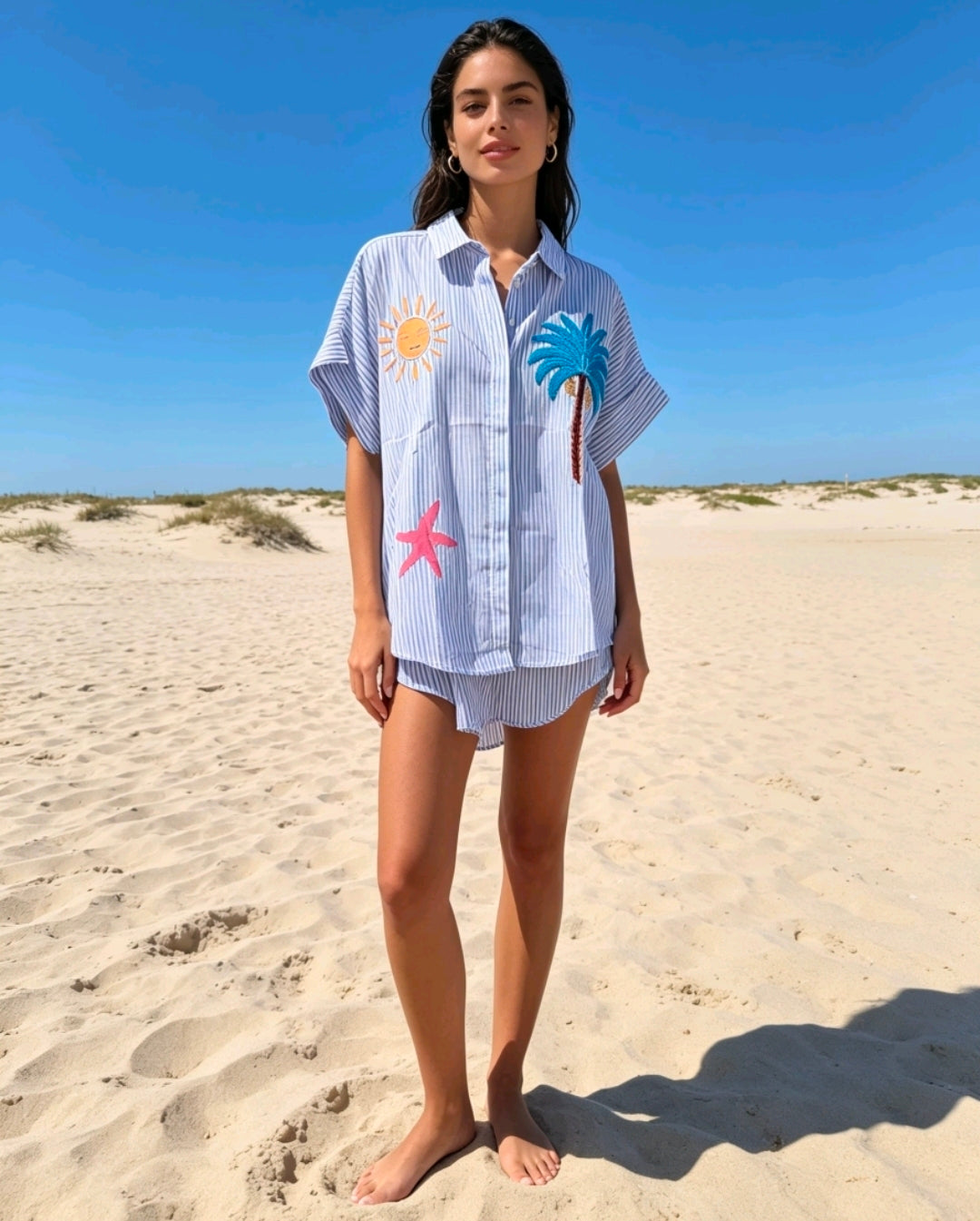 Women's Palm Tree Shirt With Neon Design