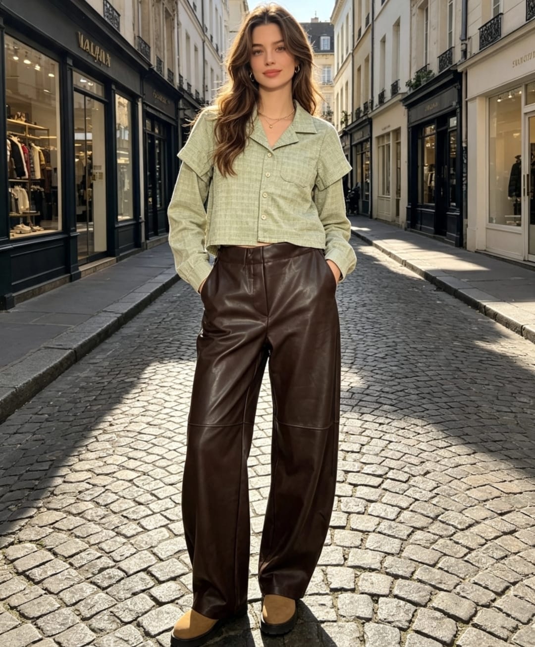 Women's Lizzy Barrel Leather Look Trousers