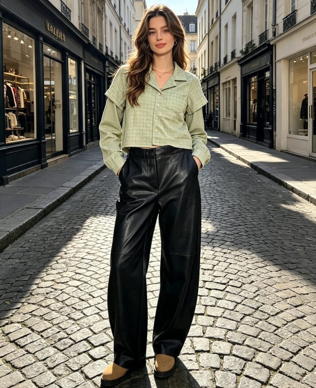 Women's Lizzy Barrel Leather Look Trousers