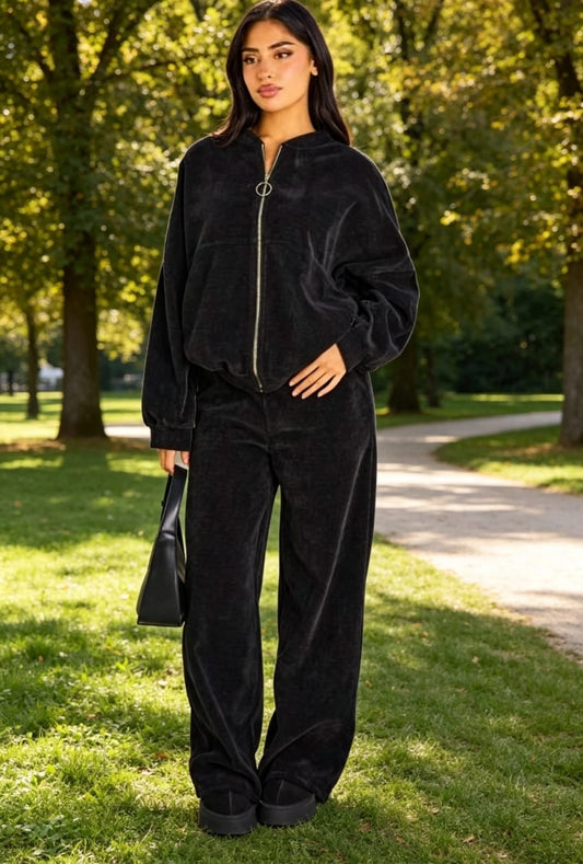 Women's Velvet Two-piece Jacket And Trousers