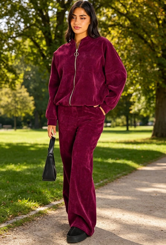 Women's Velvet Two-piece Jacket And Trousers