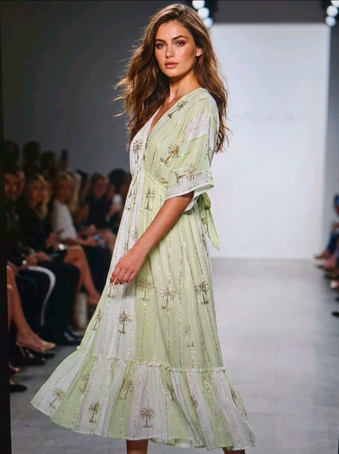 Women's Boho Dress Two Colour With Palm Tree Design And Gold Detail