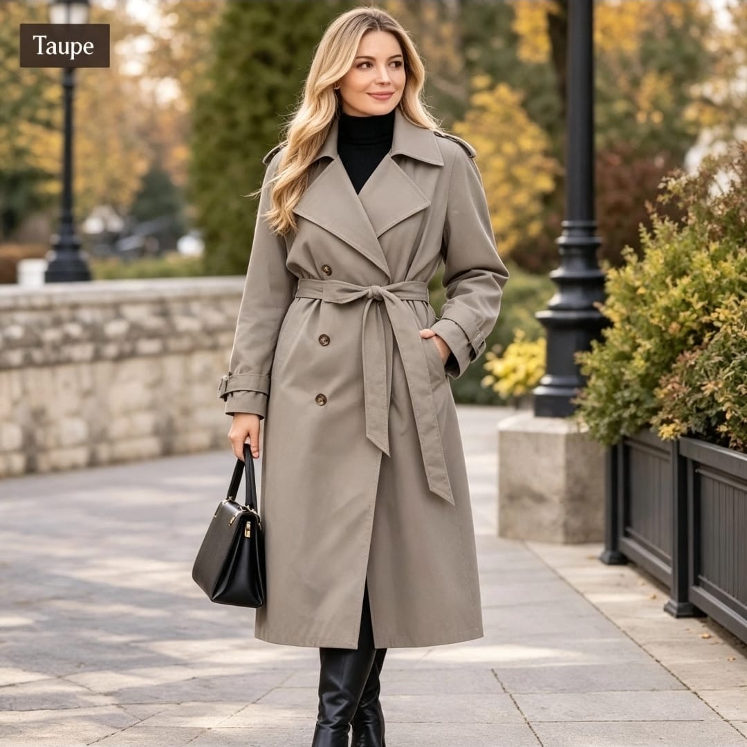 Women's Long Trench Coat With Belt