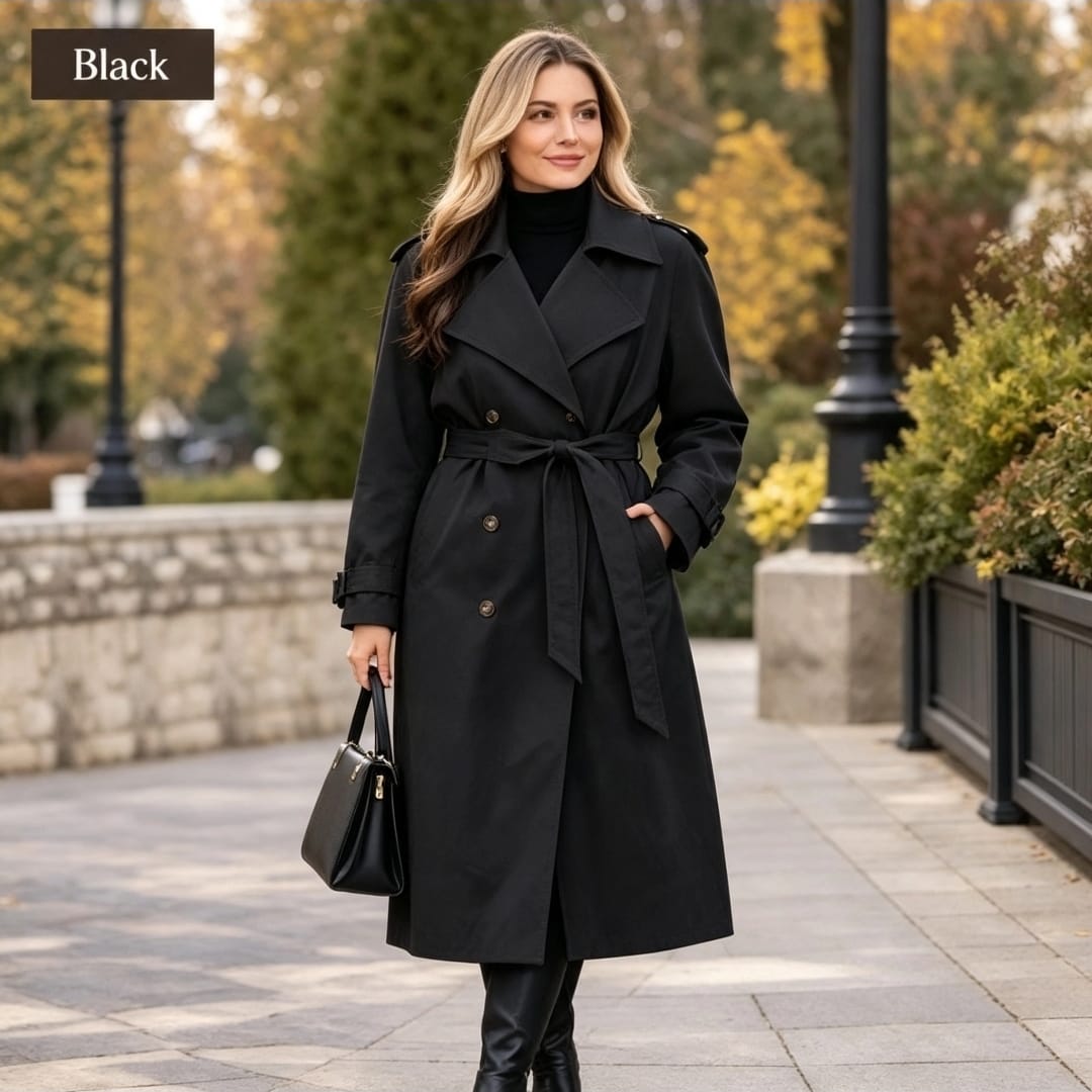 Women's Long Trench Coat With Belt