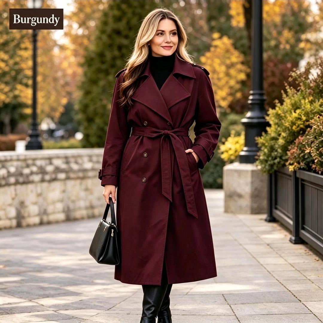 Women's Long Trench Coat With Belt