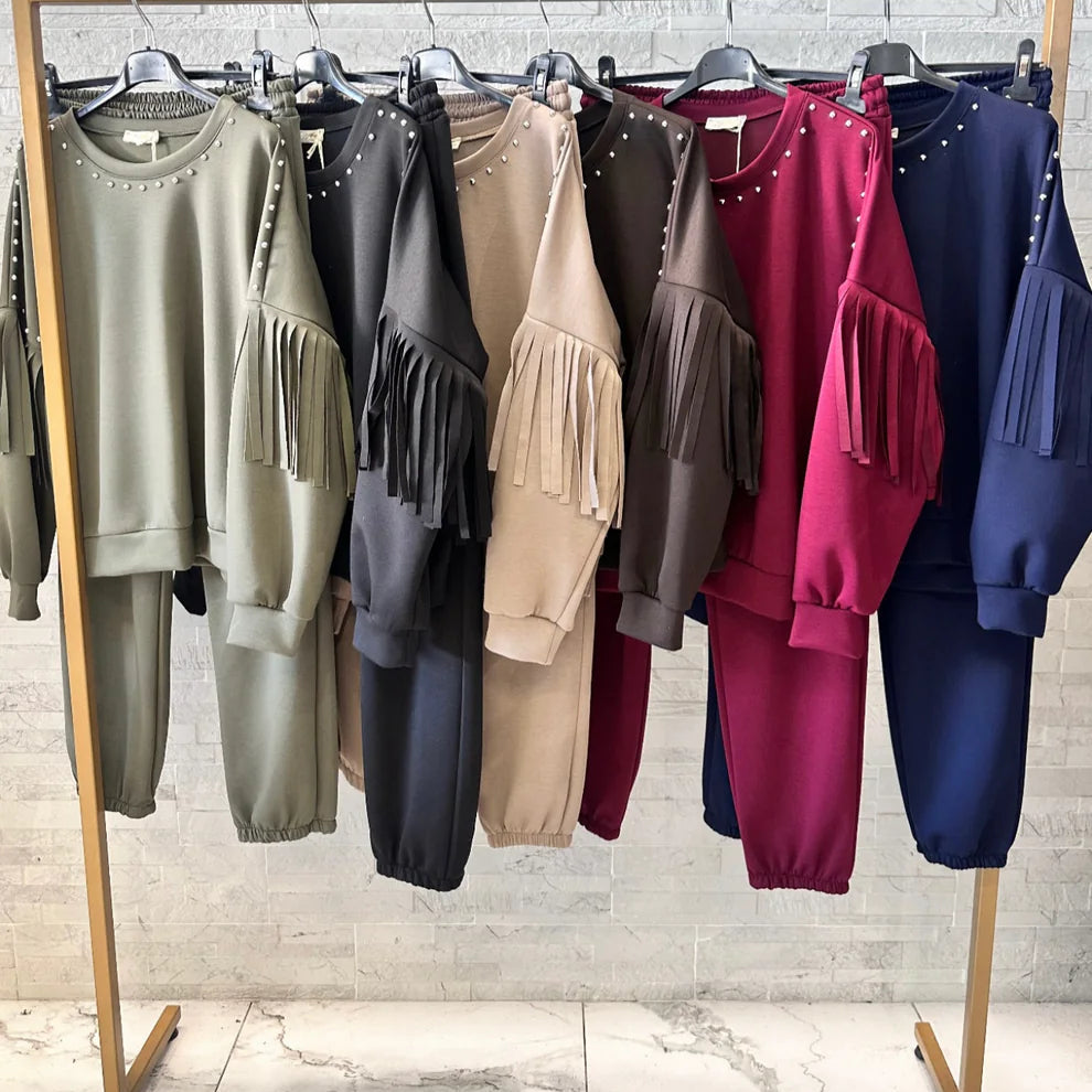 Women's Bobbi Stud Fringe Lounge Set